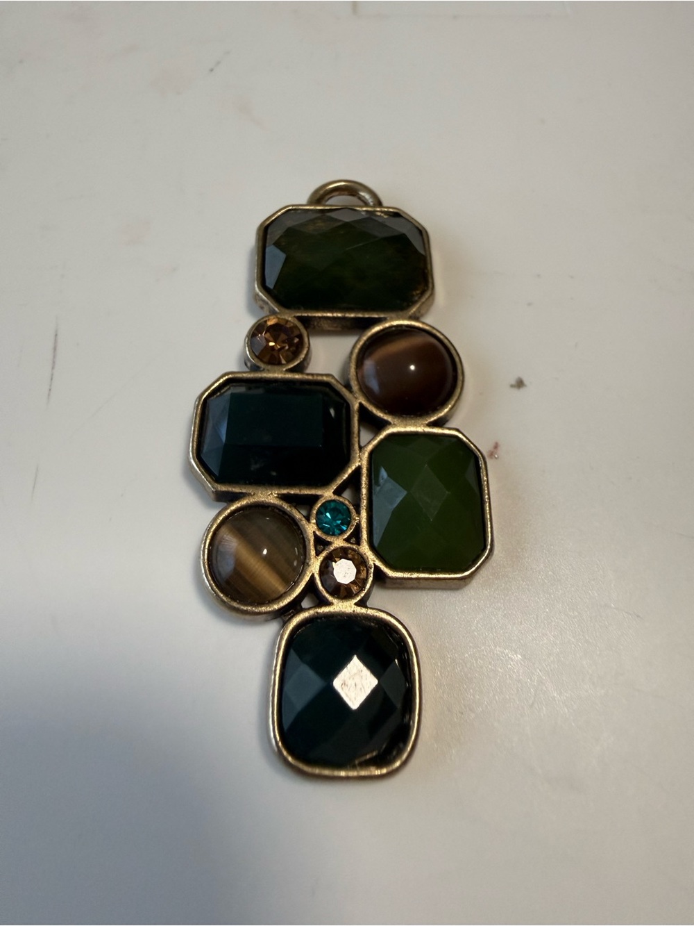 Lia Sophia Green and Brown geometric Pendant charm